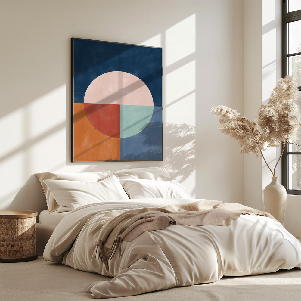 Geometrische Abstraktion mit einem großen Pastellkreis | Poster