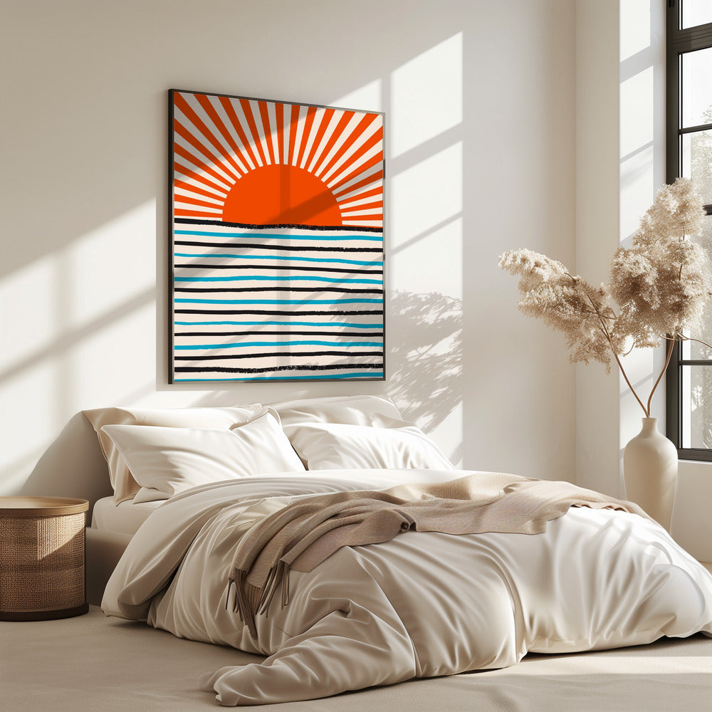 Rote Sonne und Meer | Poster