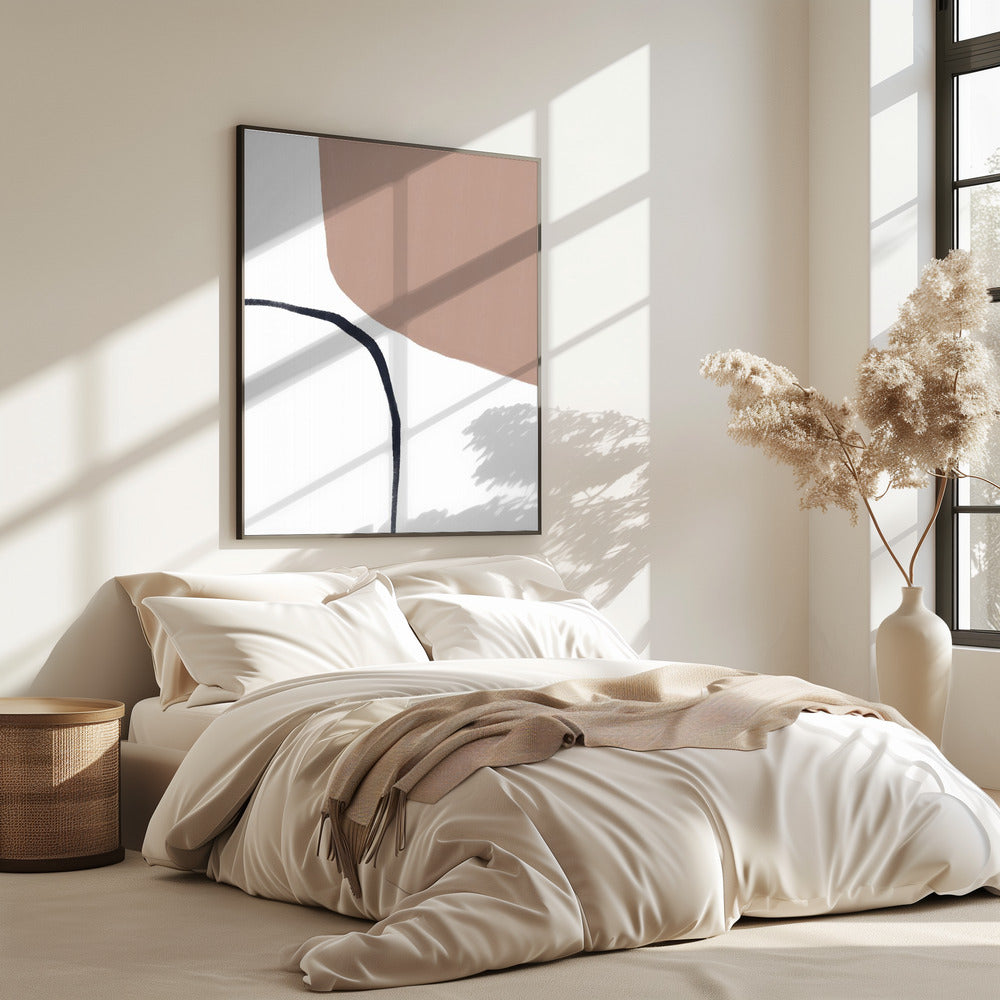 Soft Beige And Black Lines | Poster