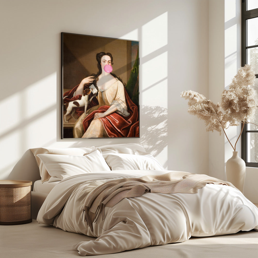 Renaissance Kaugummi Portrait und Hund / Veränderte Kunst | Poster