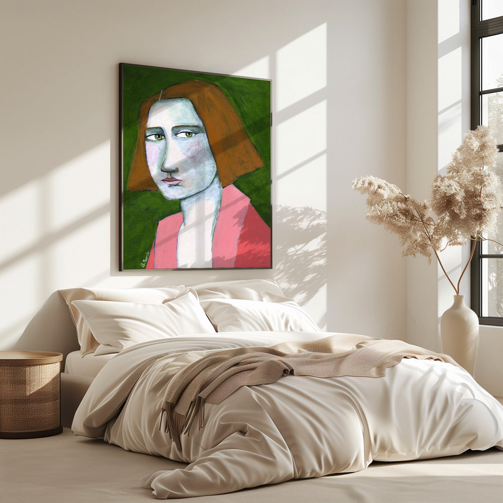 Frau in rosa Jacke | Poster