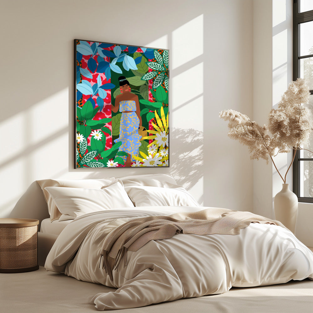 Frau in einem Kleid mit Blumen | Poster