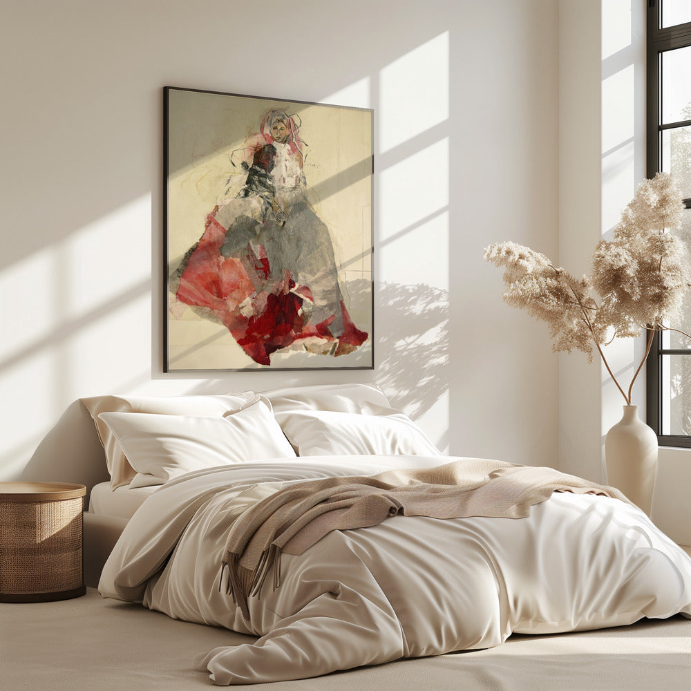 Frauenporträt mit buntem Kleid | Poster