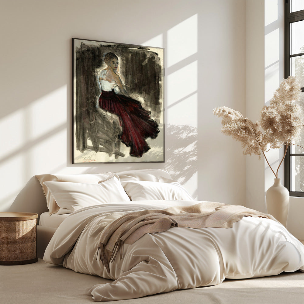 Eine Frau in einem roten, wallenden Rock | Poster