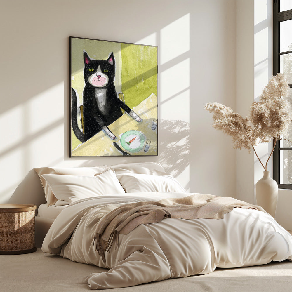 Katze beim Abendessen | Poster