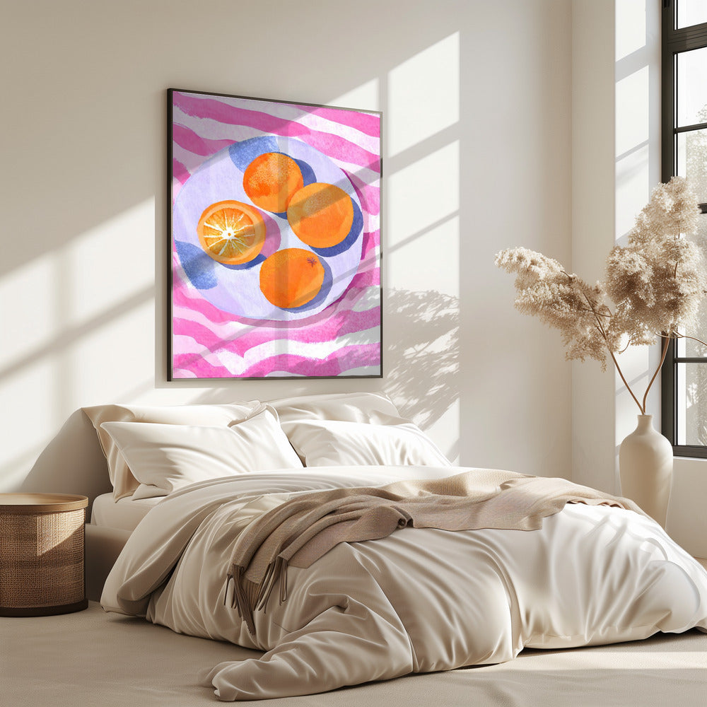 Orangen auf Teller | Poster