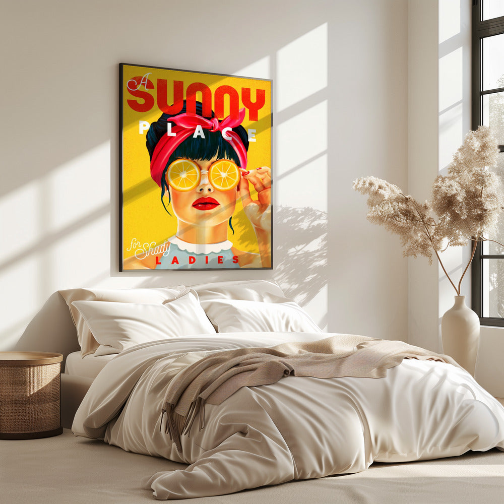 Ein sonniger Ort für schattige Damen Orange Pinup Art | Poster
