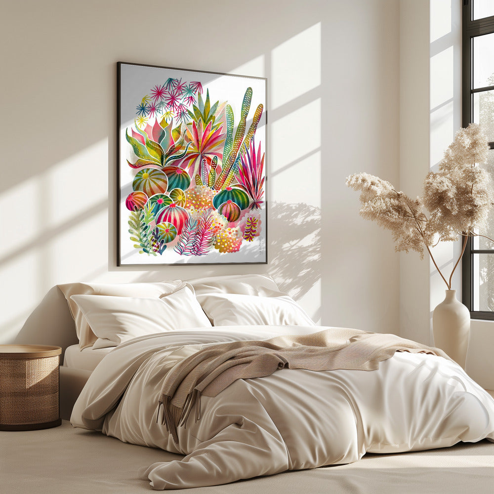 Blühender Sukkulenten- und Kakteengarten | Poster