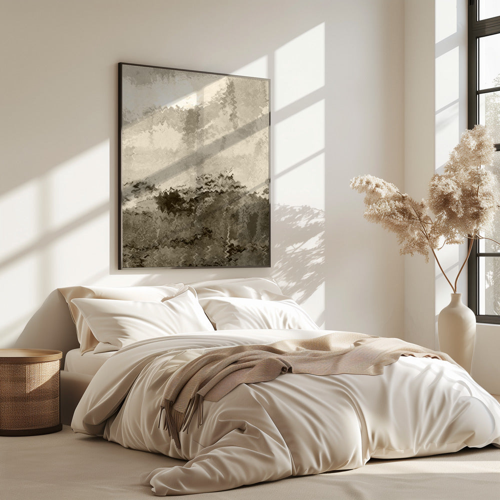Über den Hügeln. Reflexionen. Abstrakte Landschaft in neutralen Farben Nr. 2 | Poster