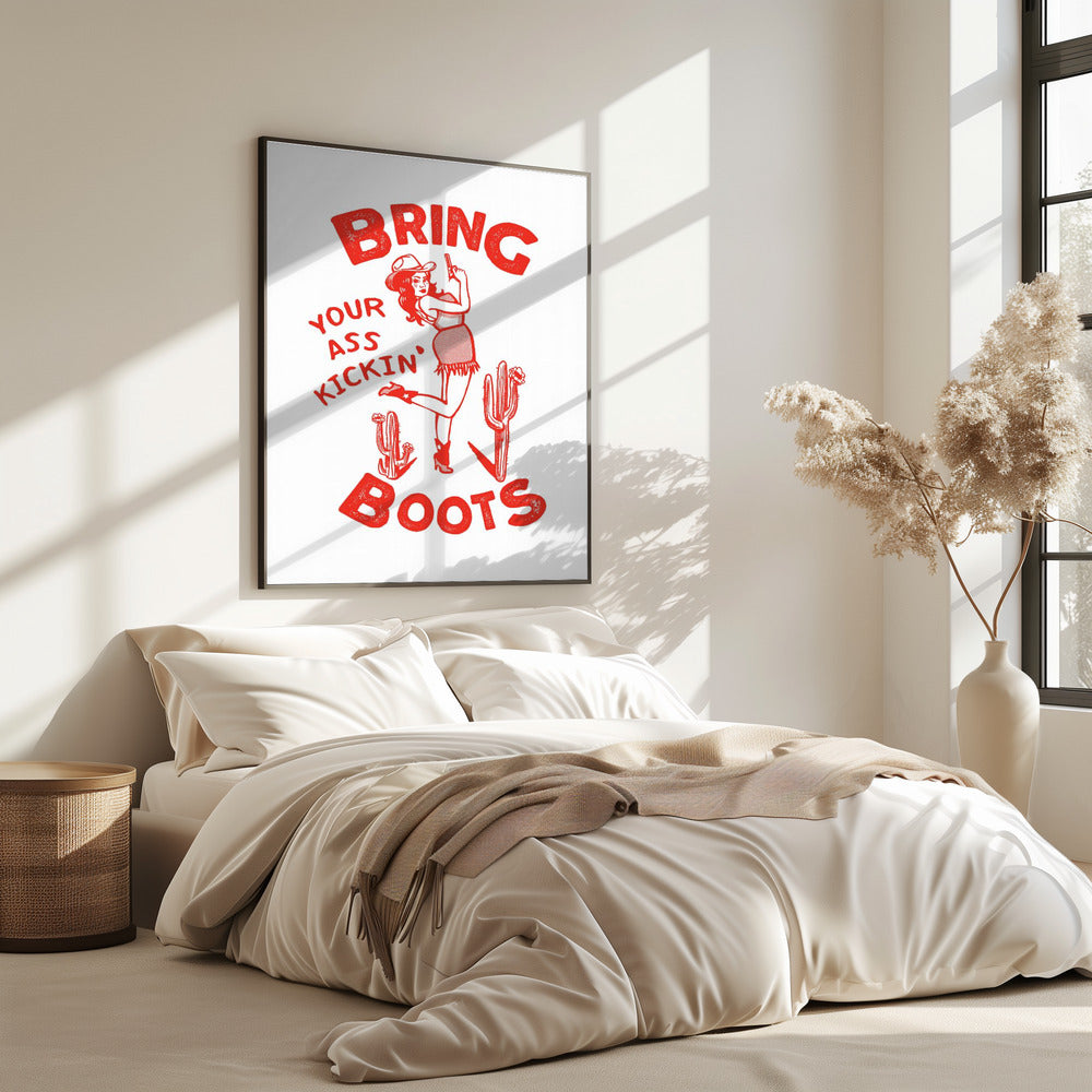 Arschtretende Stiefel Lustiges Western Cowgirl | Poster