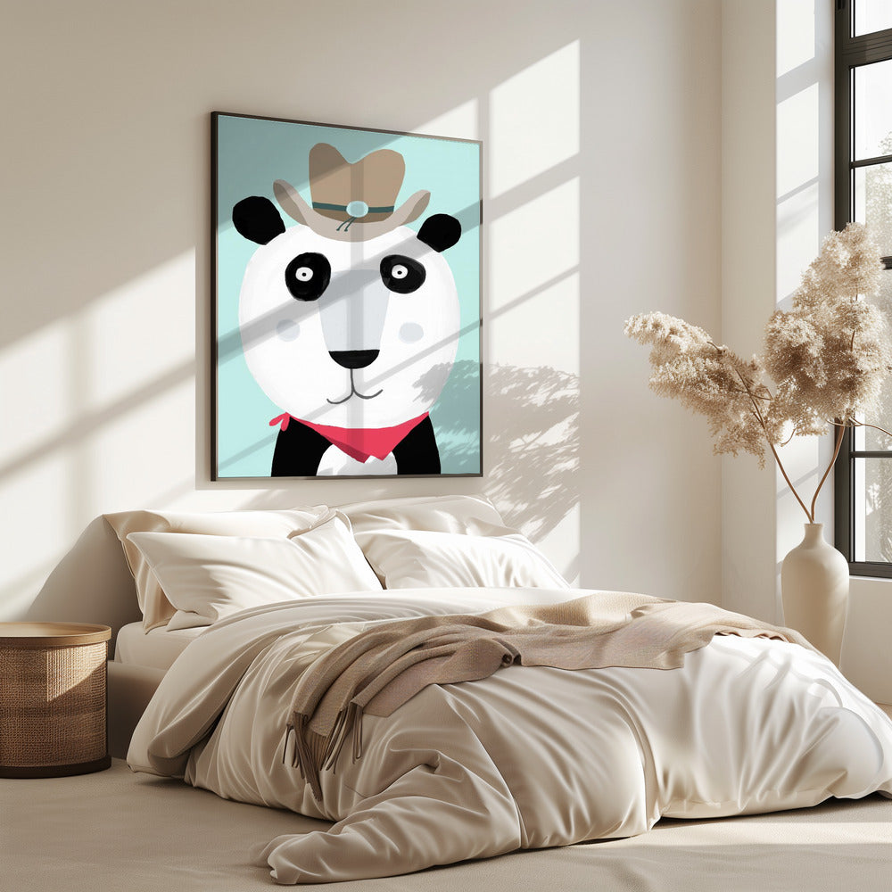 Lustiger Panda mit Cowboyhut von der Künstlerin Carla Daly | Poster