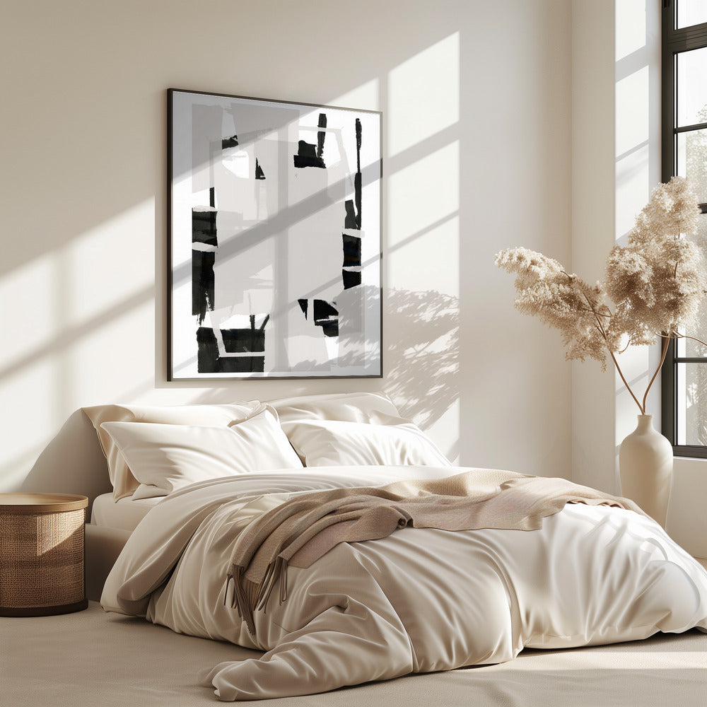 Abstrakte Komposition in Schwarzweiß Nr. 6 | Poster
