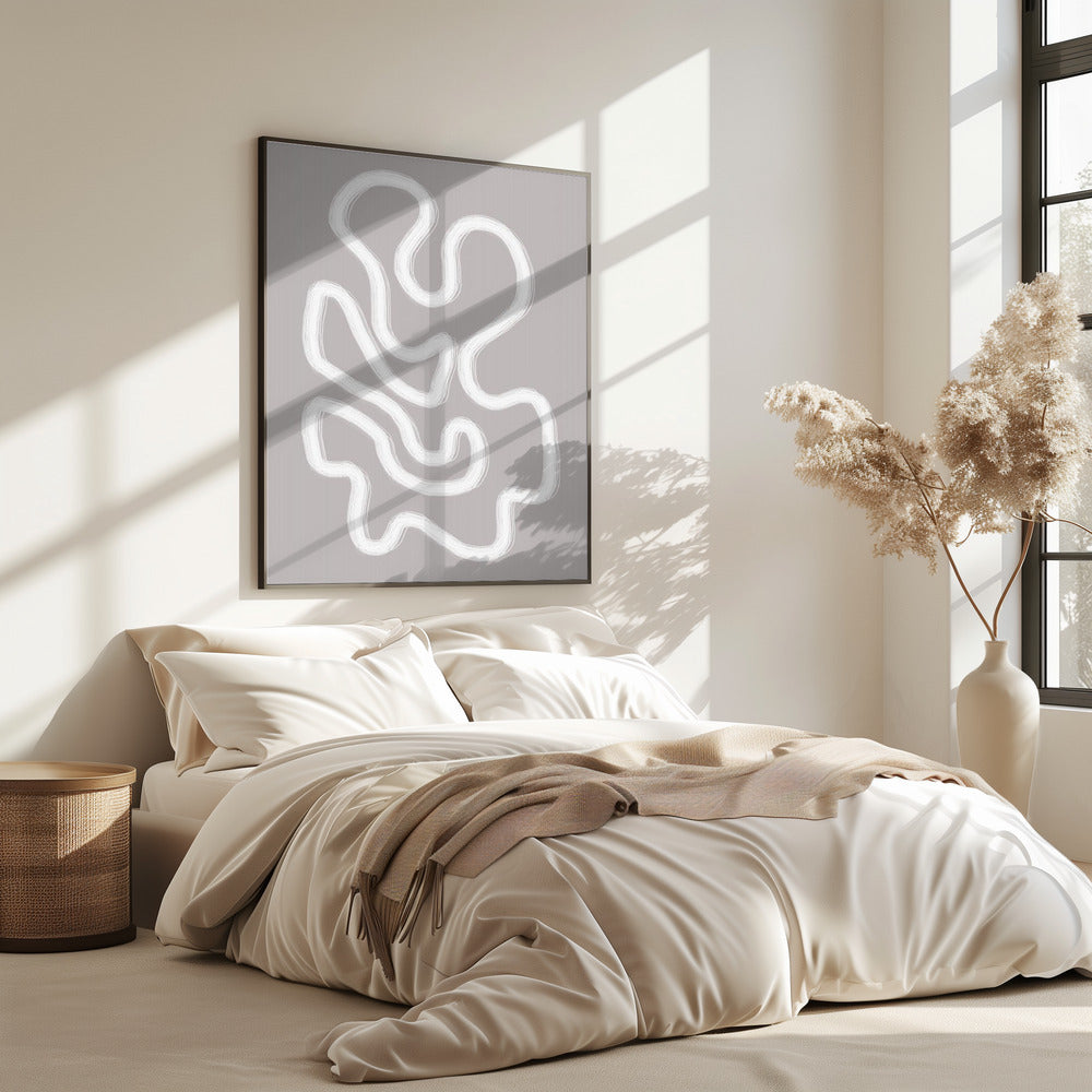 Abstract Art With Fluid White Lines | Poster