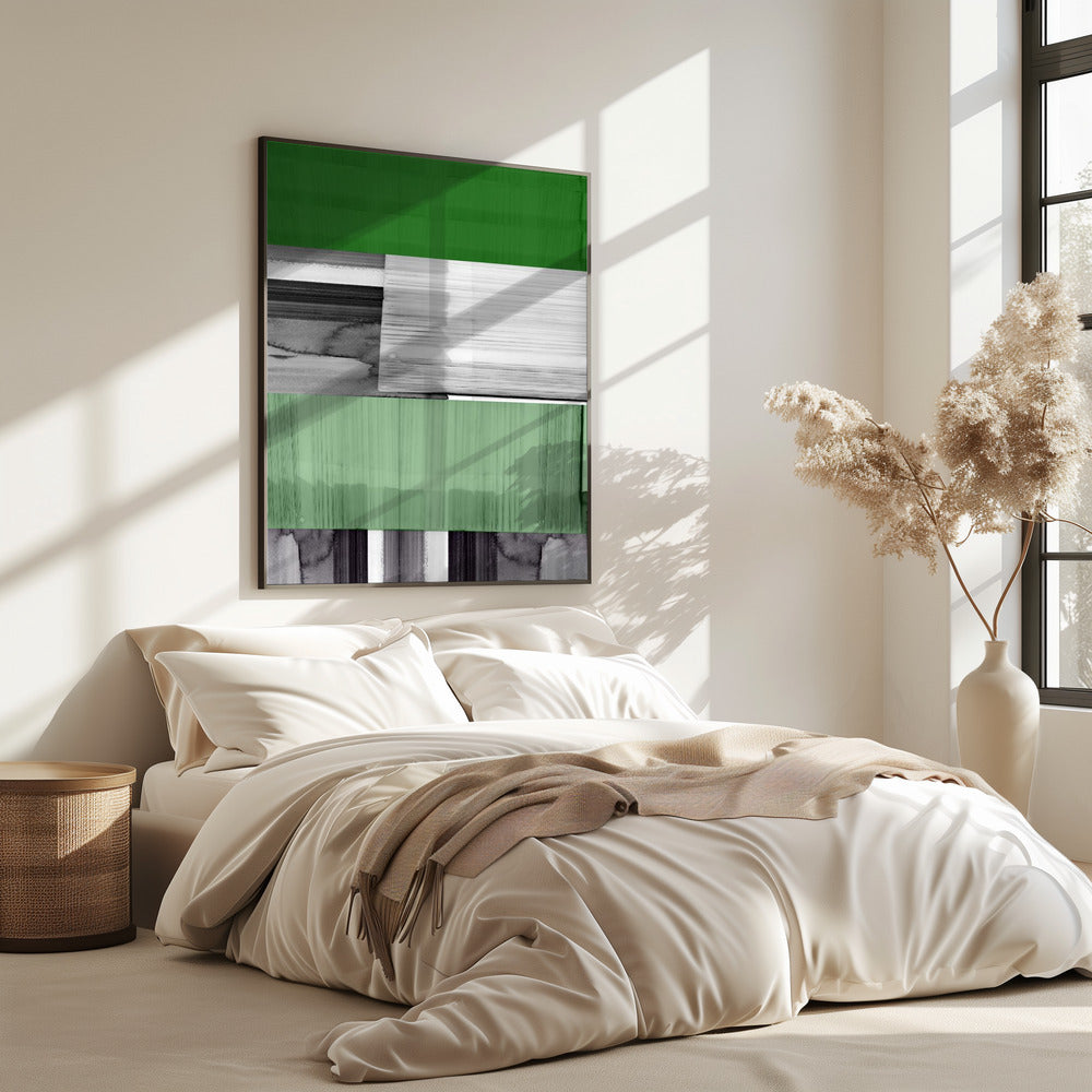 Abstract Black White Green Grey 1 | Poster