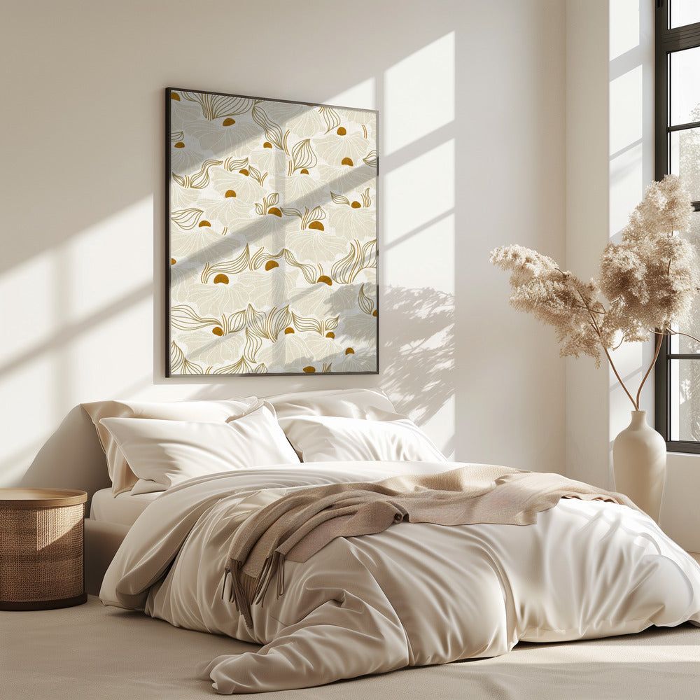 beruhigende Essentials Natürliches Blumenwiesen-Elfenbeinmuster | Poster