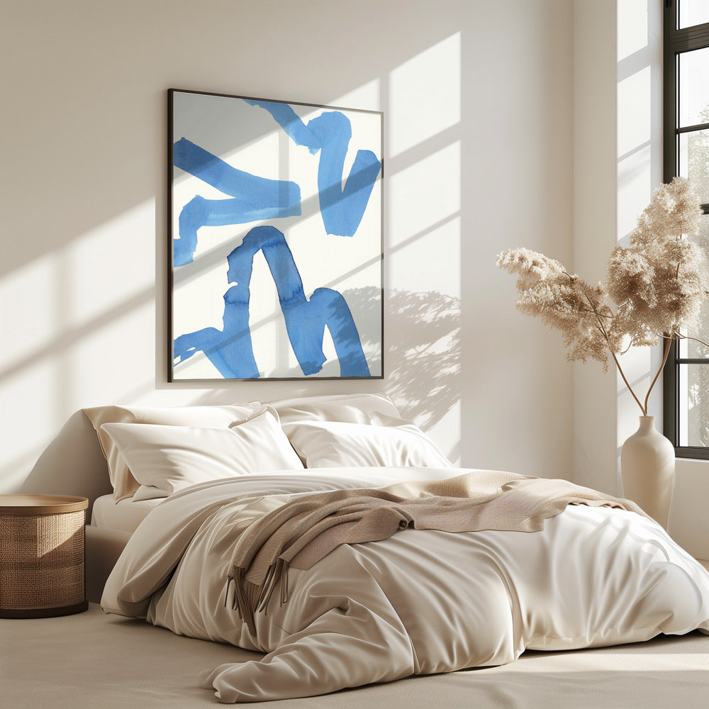 Abstract Blue Brushstrokes Art Print No1 | Poster