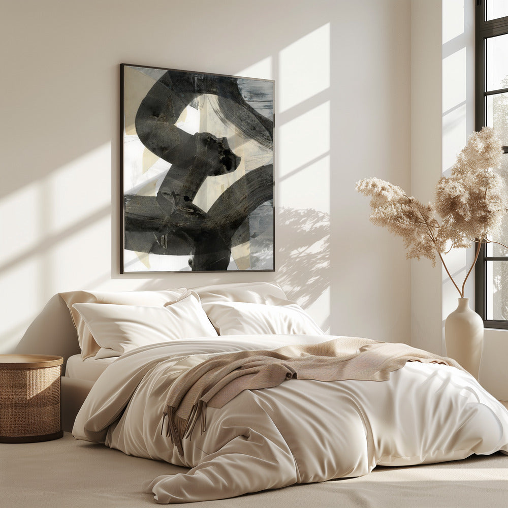 Abstraktes gehämmertes Schwarz Neutral 1 | Poster
