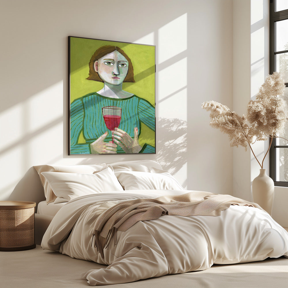 Dame mit Rotwein | Poster