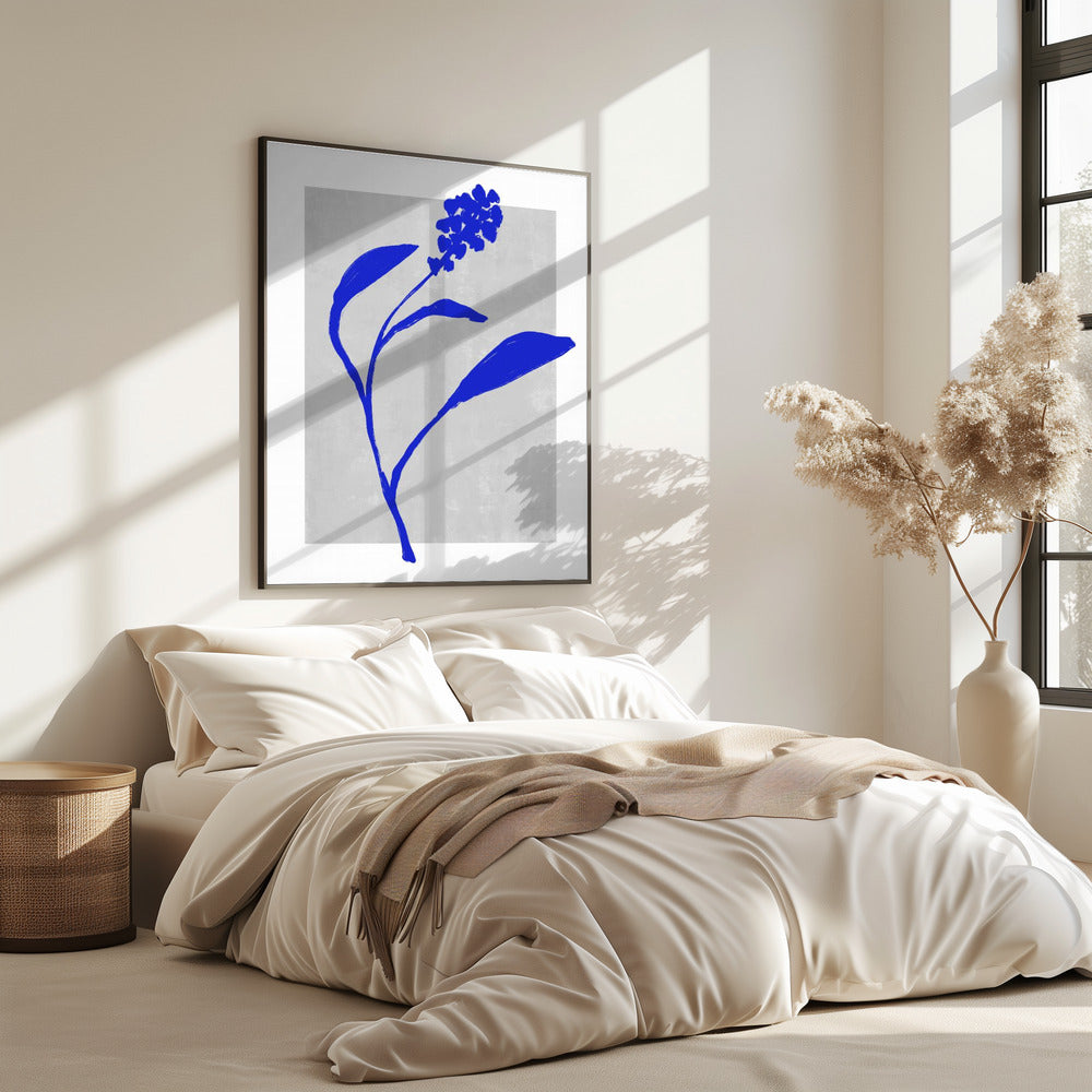 Azurblaue Blütensilhouette | Poster