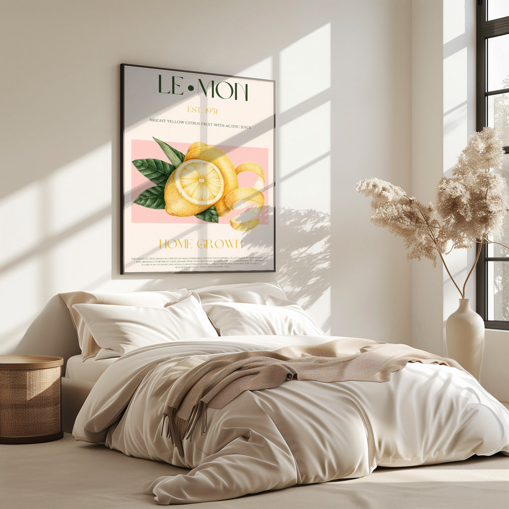 Zitronenscheiben im Vintage-Stil mit Blättern | Poster
