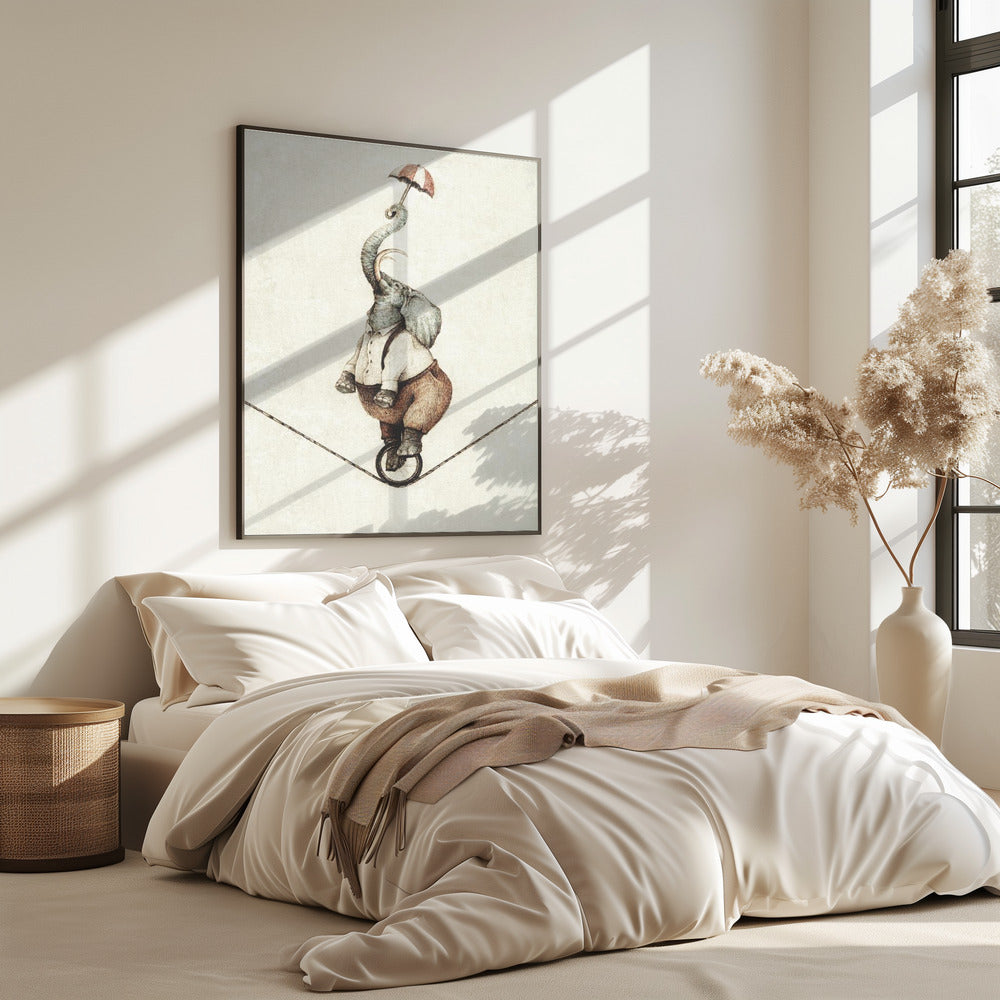 Unicycle While Holding An Umbrella | Poster