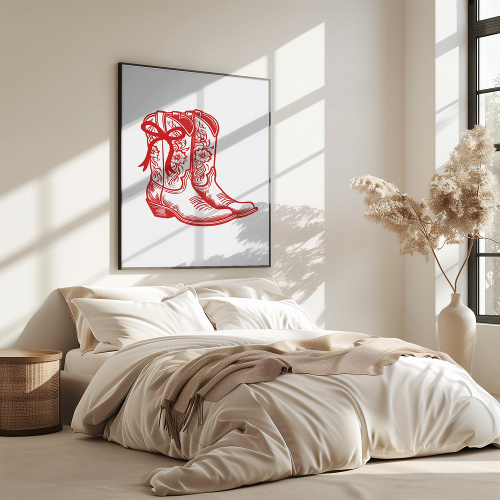 Rote Cowgirlstiefel mit Schleife | Poster