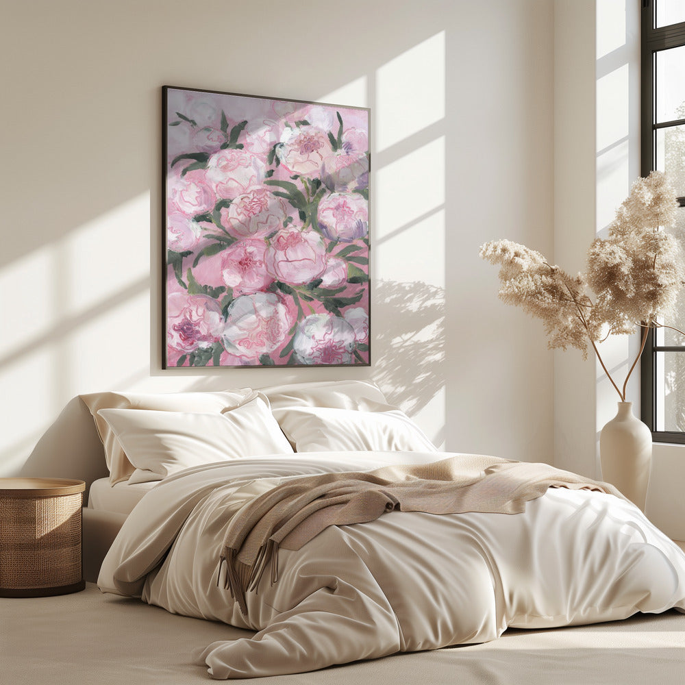 Blumenkomposition aus rosa Pfingstrosen | Poster