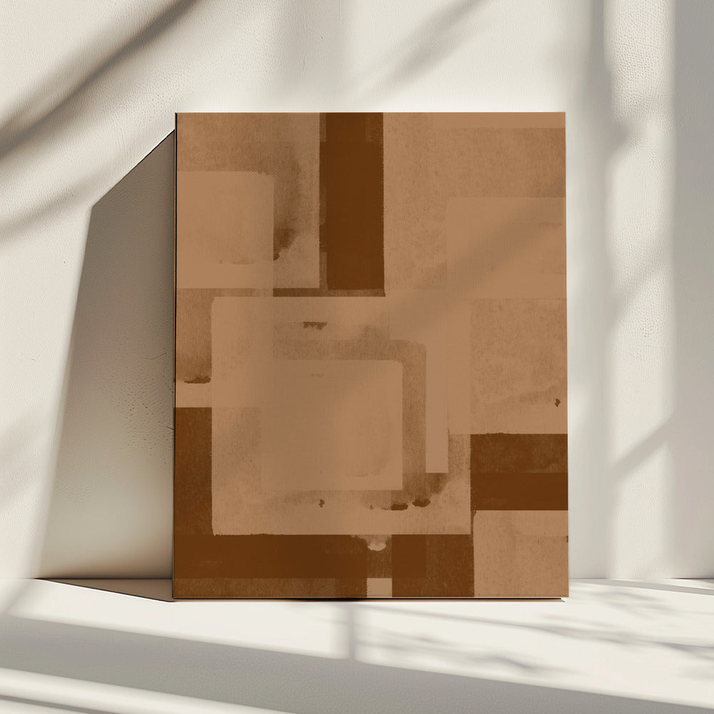 Sepia Geometrischer Fluss | Leinwand