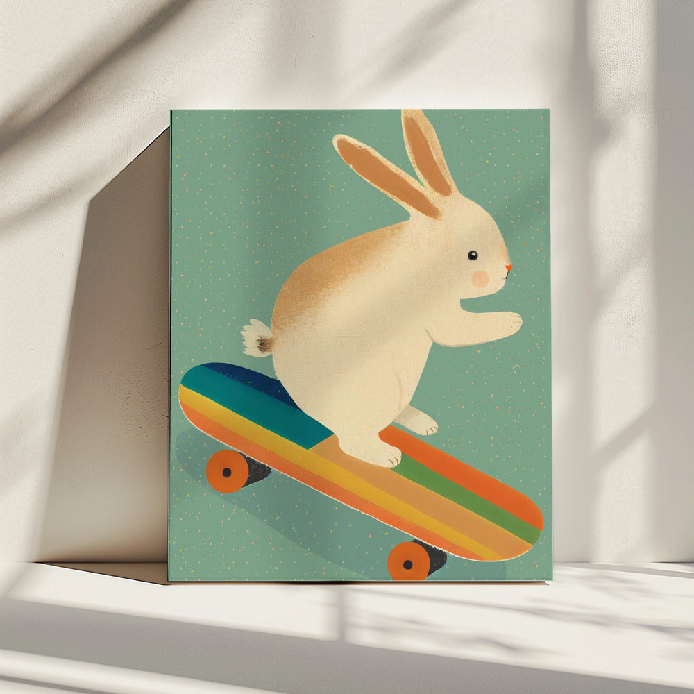 Skateboarding Hase | Leinwand