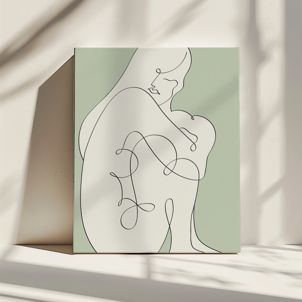 Sitzende Frau Grün | Leinwand