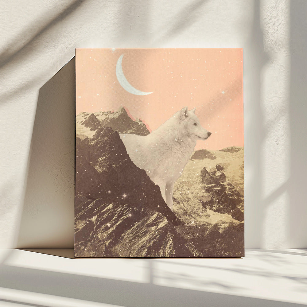 Giant White Wolf In Mountains | Canvas