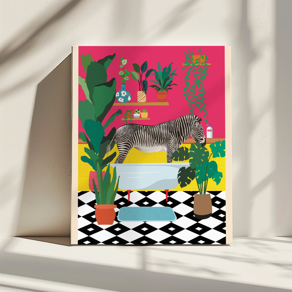 Zebra-Badezeit | Leinwand