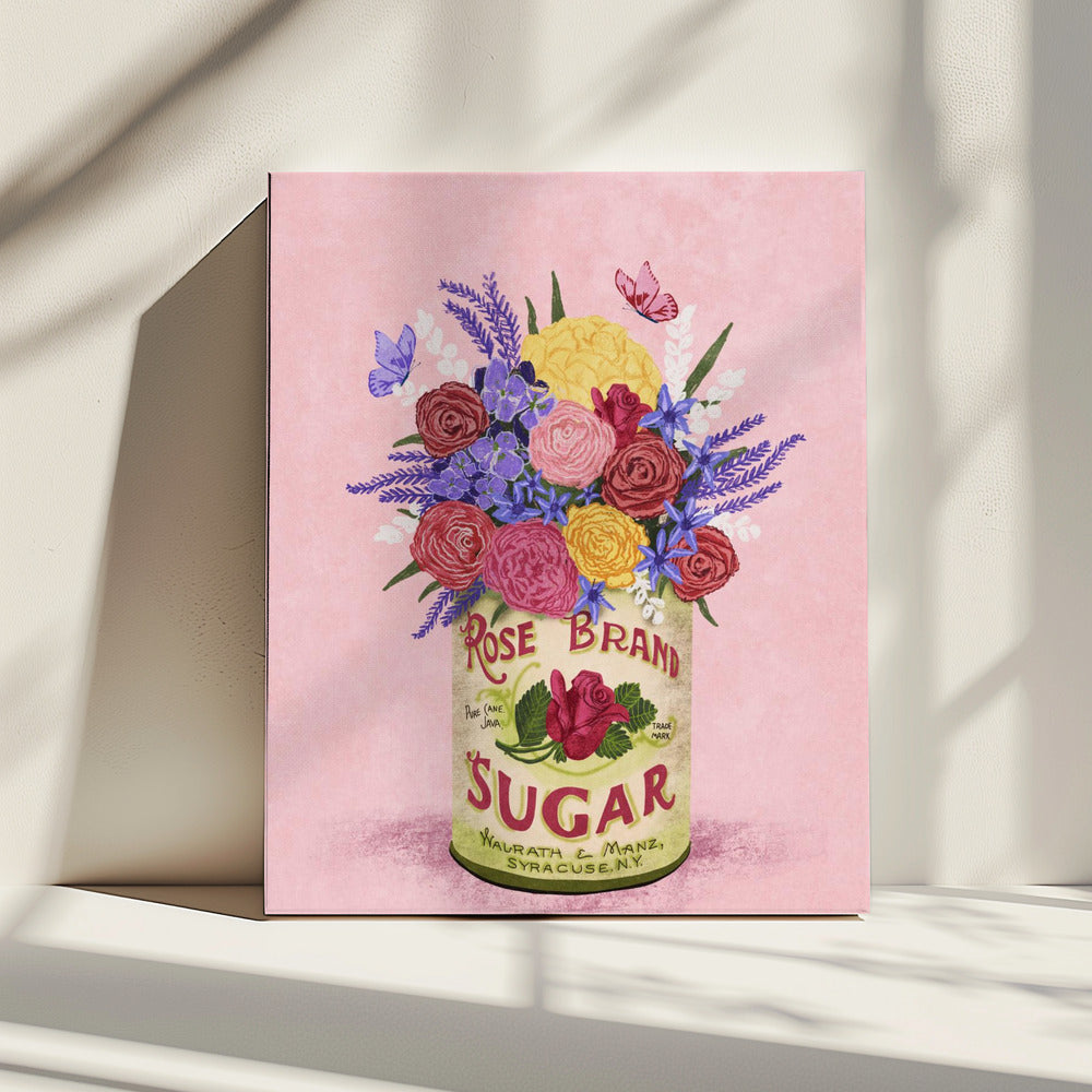 Blumen in einer Vintage-Dose | Leinwand