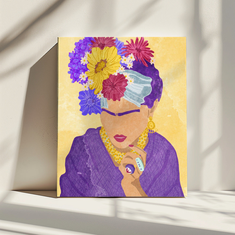 Frida und Blumen | Leinwand