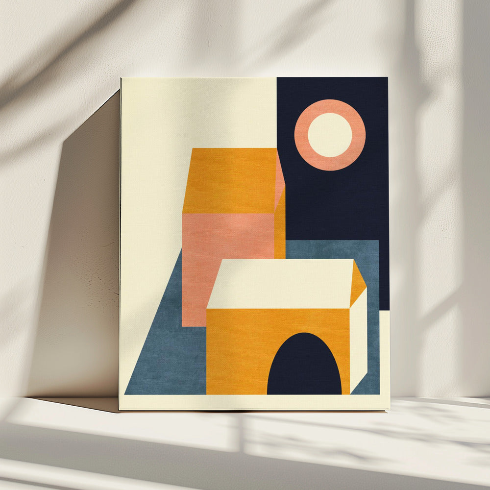 Rainbow Plus Shapes  Blue Mustard11 | Canvas