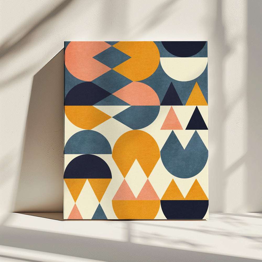 Rainbow Plus Shapes  Blue Mustard6 | Canvas
