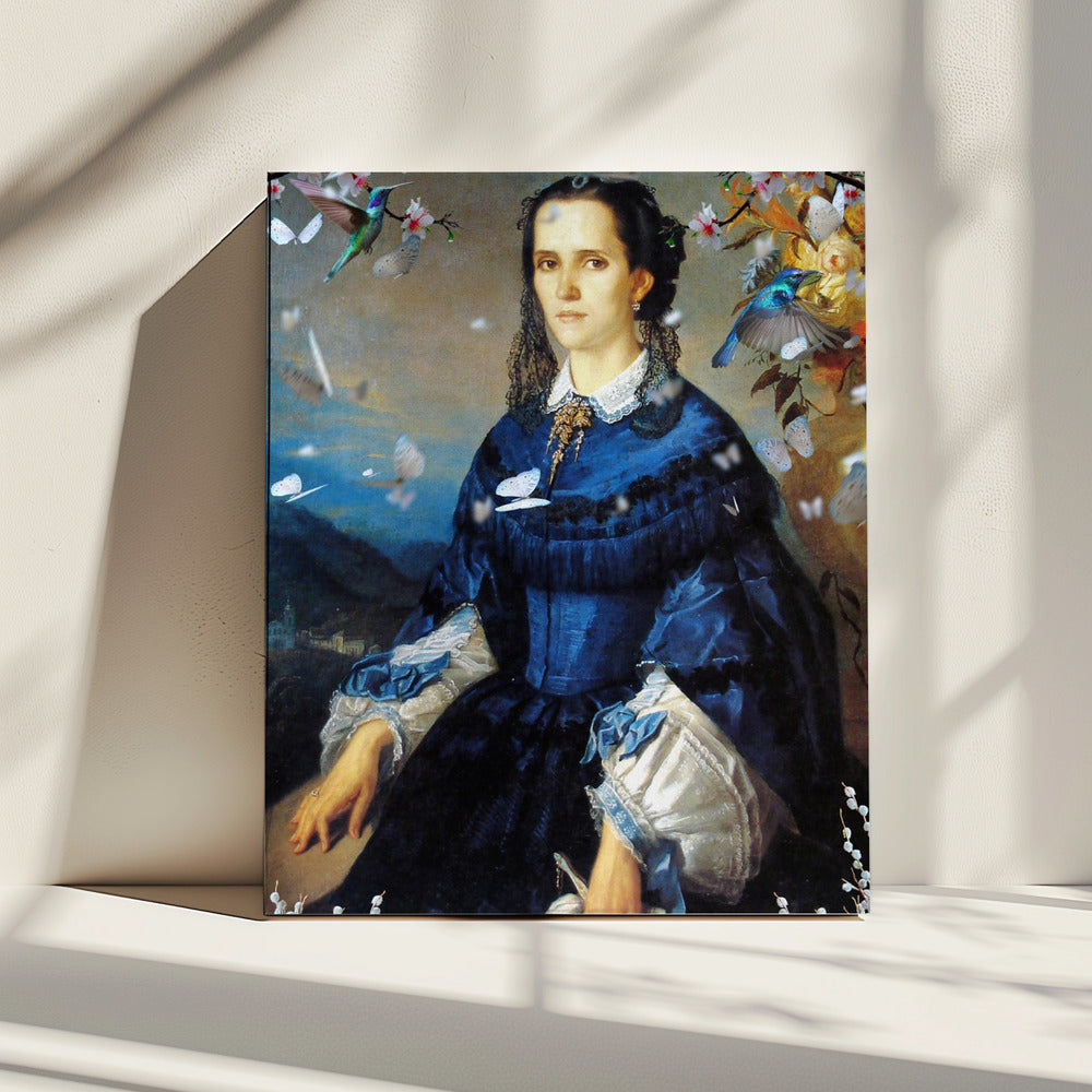 Lady Blue Kolibri blüht | Leinwand