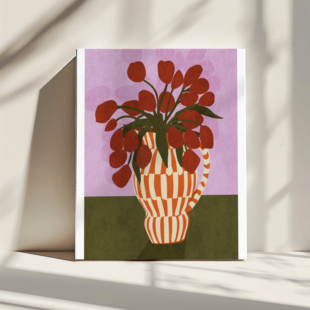 Kräftige Tulpen in Vase | Leinwand