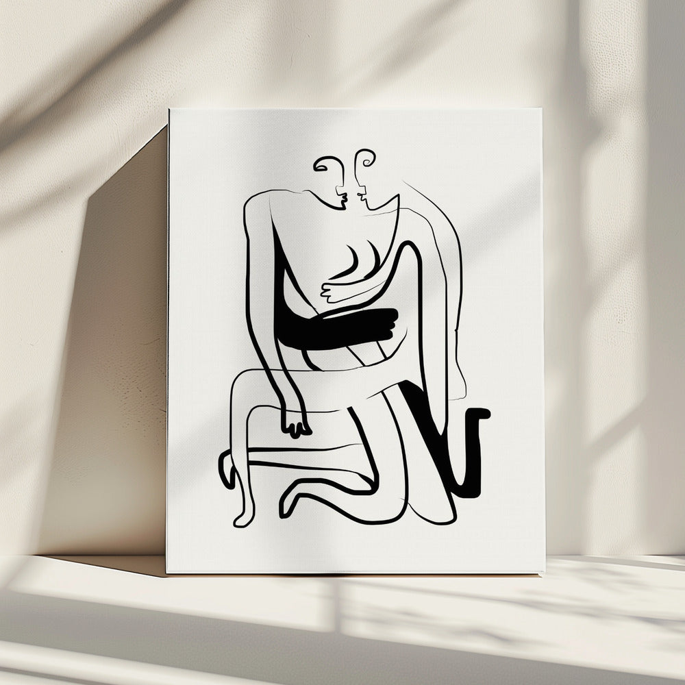 Umarmungen und Küsse Line Art | Leinwand