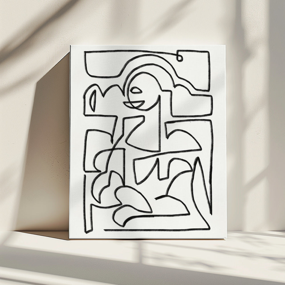 Abstrakte Kreidelinienkunst | Leinwand