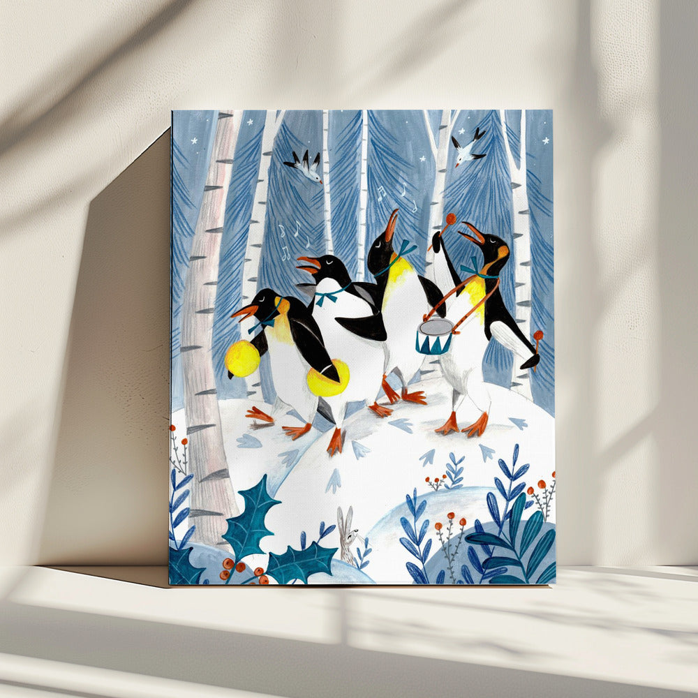 Pinguine machen Musik im Wald | Leinwand