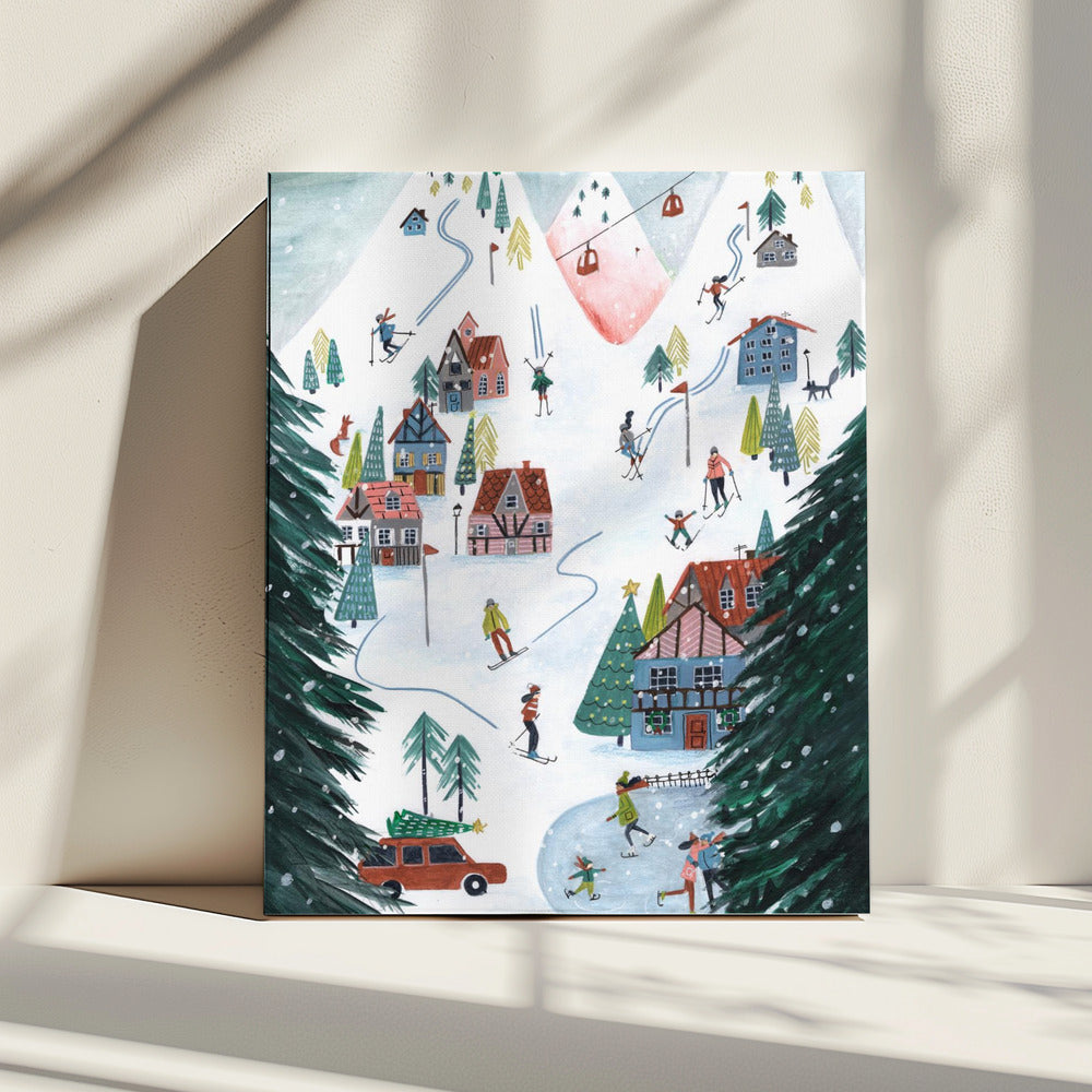 Langlauf in den Bergen zu Weihnachten | Leinwand