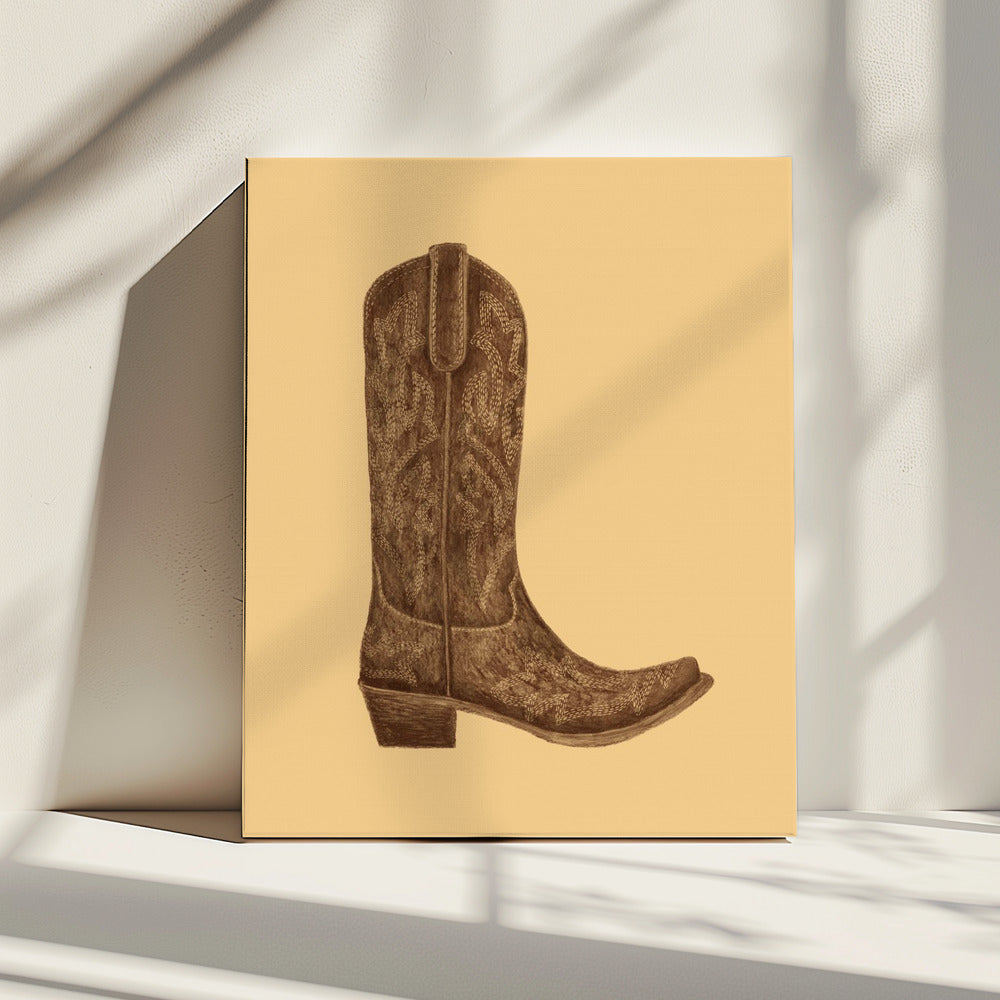Brauner Cowgirl-Stiefel | Leinwand
