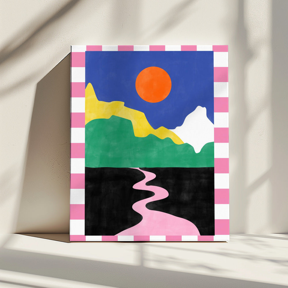 Minimalistische Landschaft mit leuchtenden Farben | Leinwand