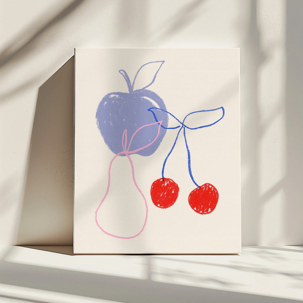 Apfel, Kirsche und Birne | Leinwand