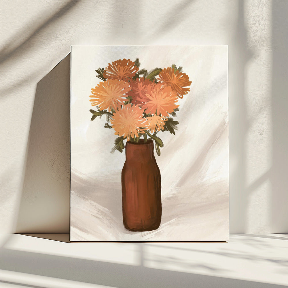 Blumenvase in Pfirsich | Leinwand