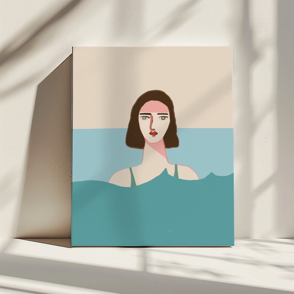 Ozeanschwimmerin Brünette | Leinwand