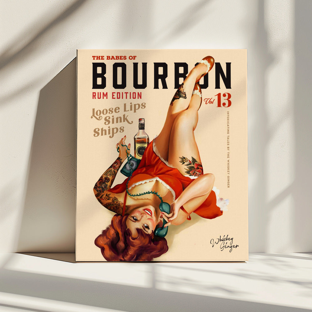 Babes of Bourbon Vol 13 Rum trinkendes Pinup-Girl-Kunst | Leinwand
