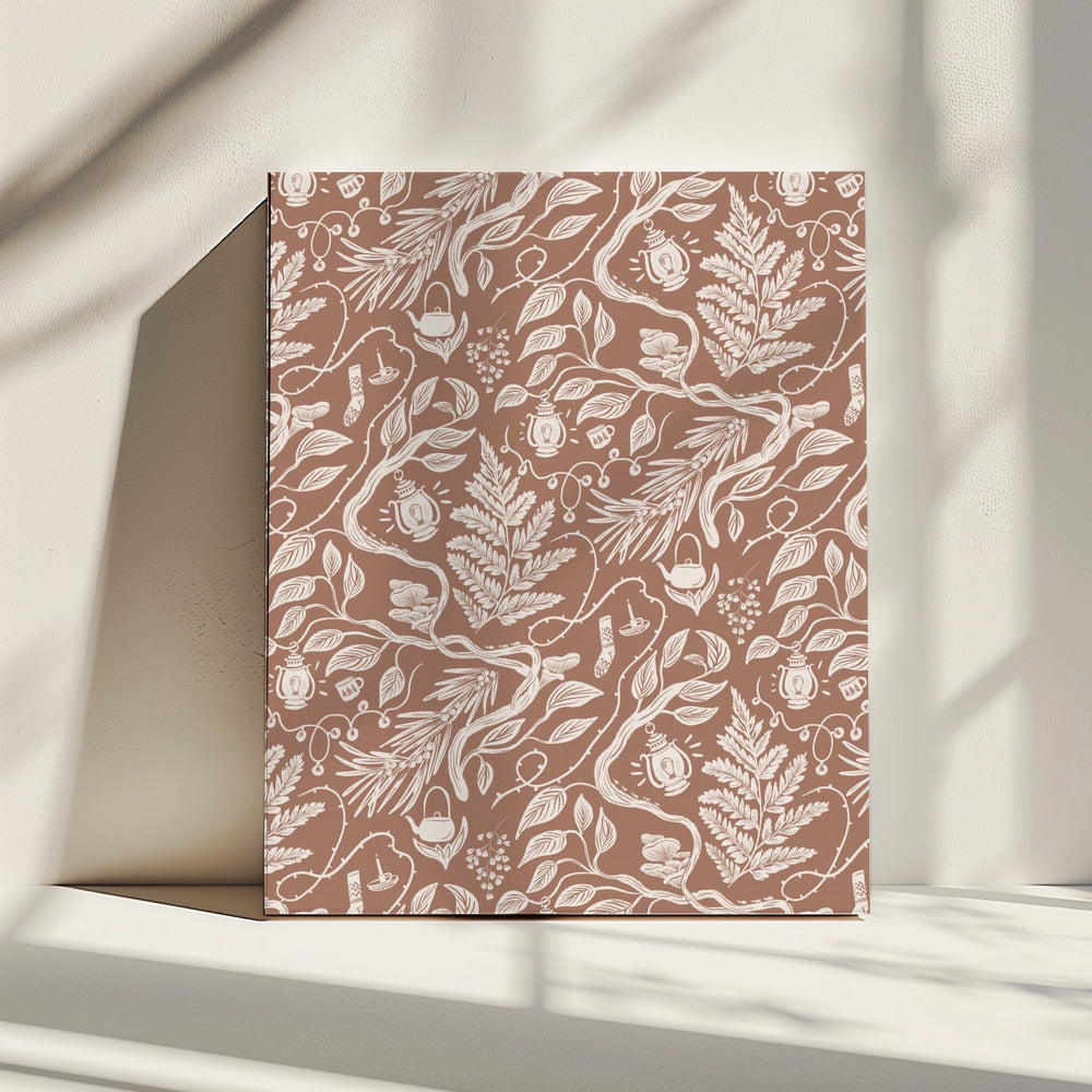 Cabincore Szenenmuster - Mokka-Mousse | Leinwand