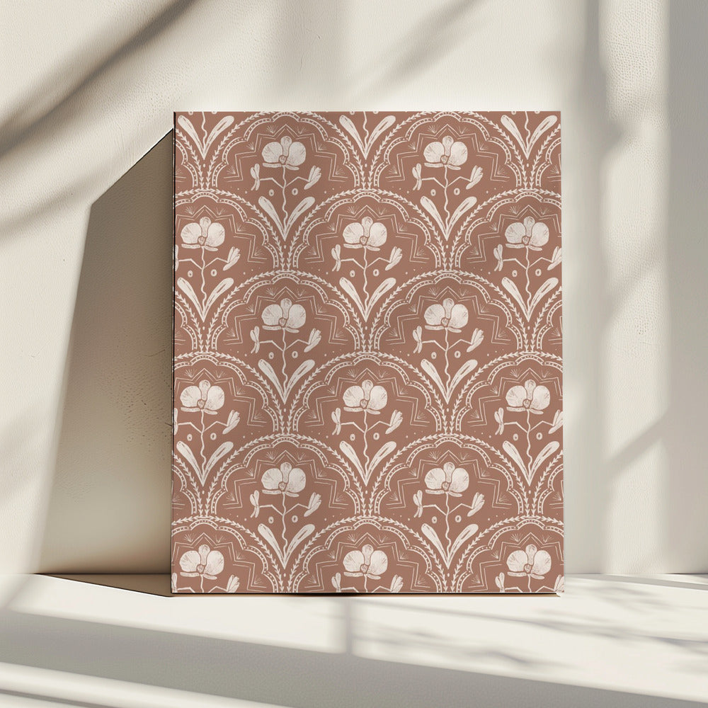 Boho Orchideenfliesen Muster | Leinwand